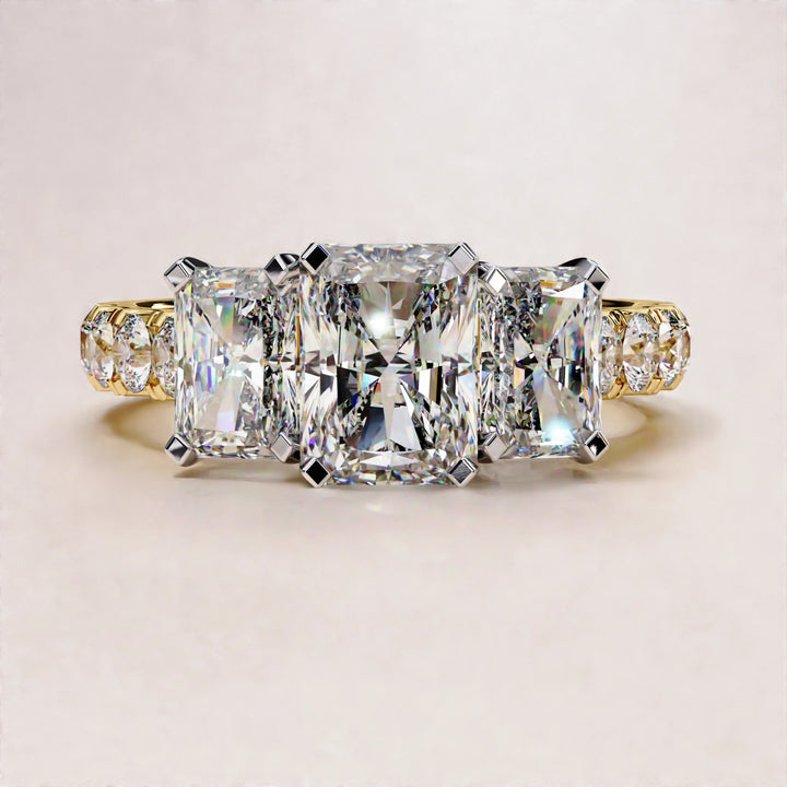 3.01 CT Radiant and Round Lab Grown Diamond Engagement Ring