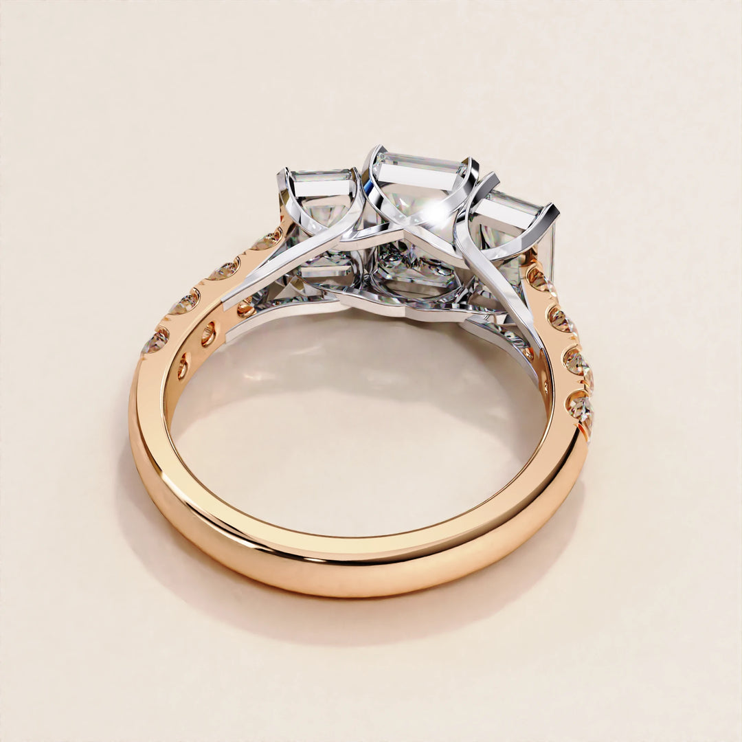 3.01 CT Radiant and Round Lab Grown Diamond Engagement Ring