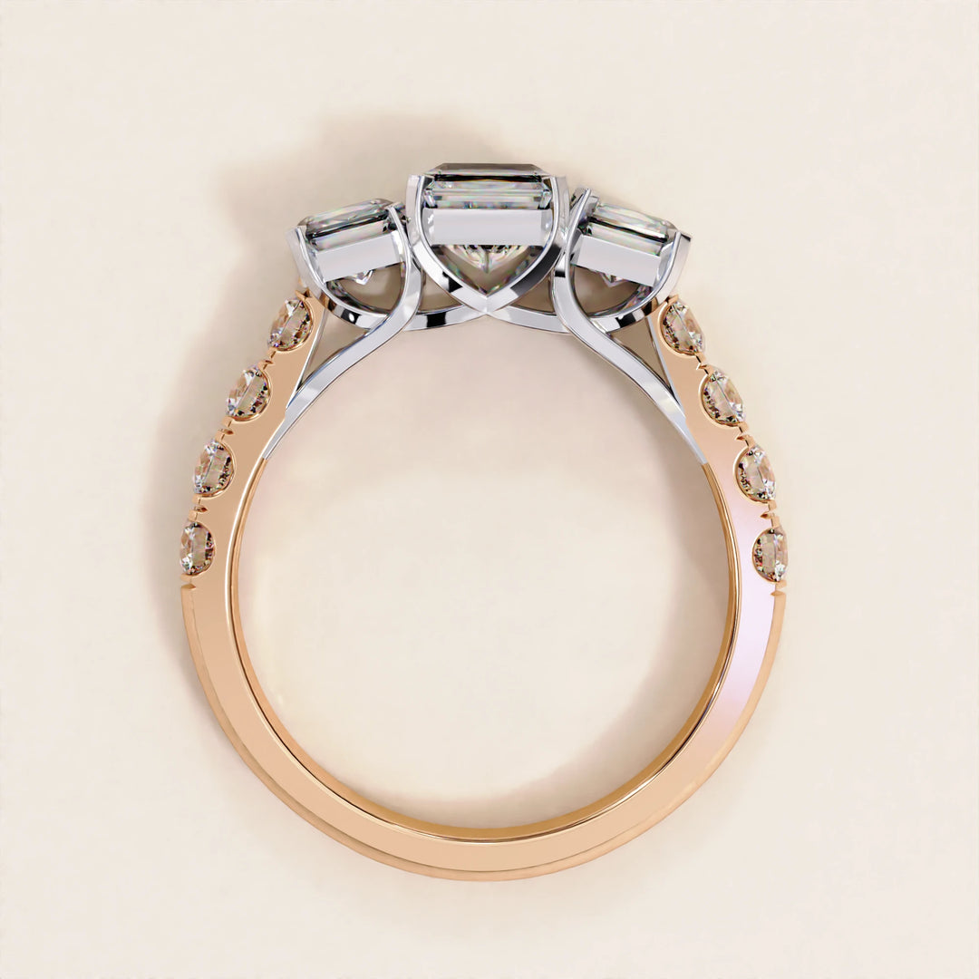 3.01 CT Radiant and Round Lab Grown Diamond Engagement Ring