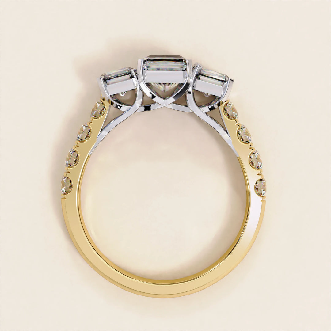 3.01 CT Radiant and Round Lab Grown Diamond Engagement Ring