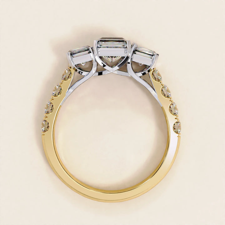 3.01 CT Radiant and Round Lab Grown Diamond Engagement Ring