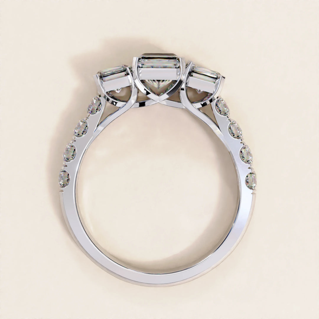 3.01 CT Radiant and Round Lab Grown Diamond Engagement Ring