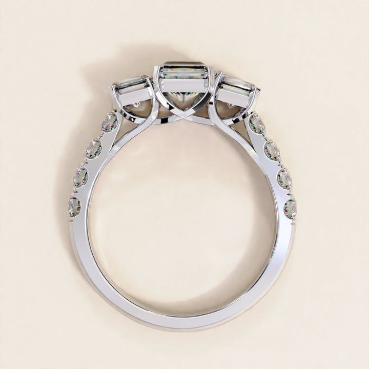 3.01 CT Radiant and Round Lab Grown Diamond Engagement Ring