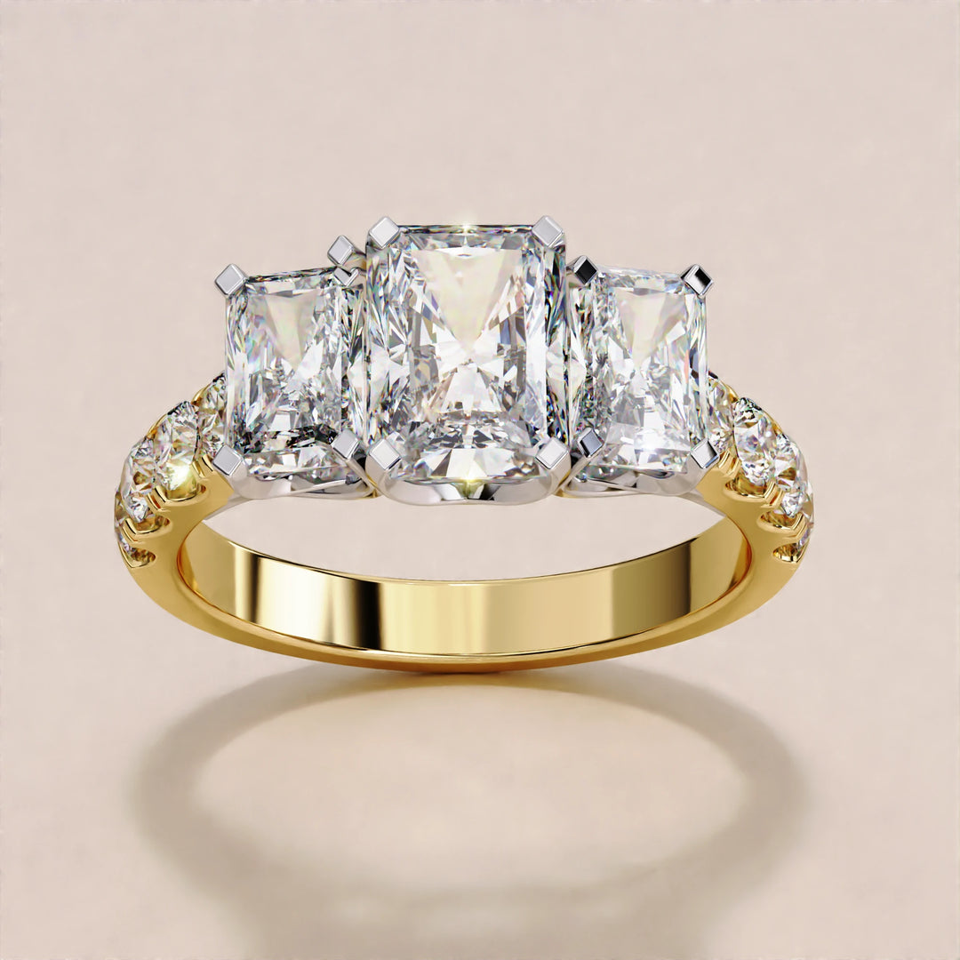3.01 CT Radiant and Round Lab Grown Diamond Engagement Ring