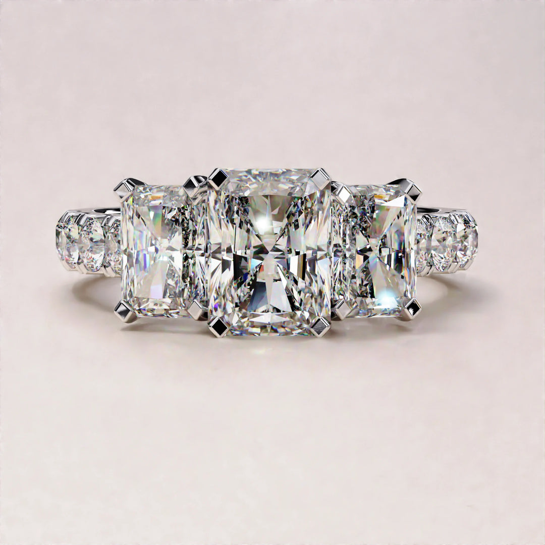 3.01 CT Radiant and Round Lab Grown Diamond Engagement Ring