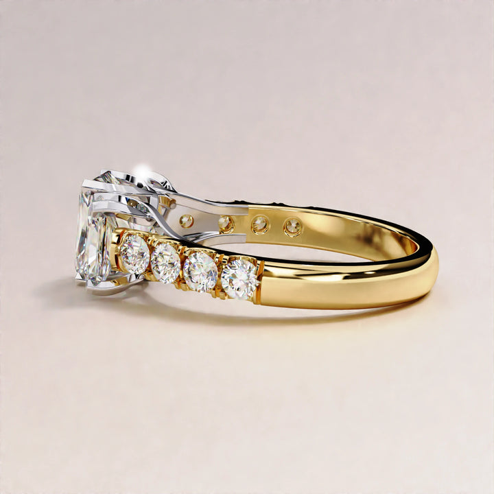 3.01 CT Radiant and Round Lab Grown Diamond Engagement Ring