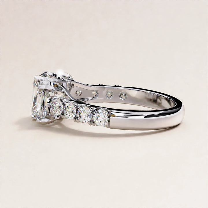 3.01 CT Radiant and Round Lab Grown Diamond Engagement Ring