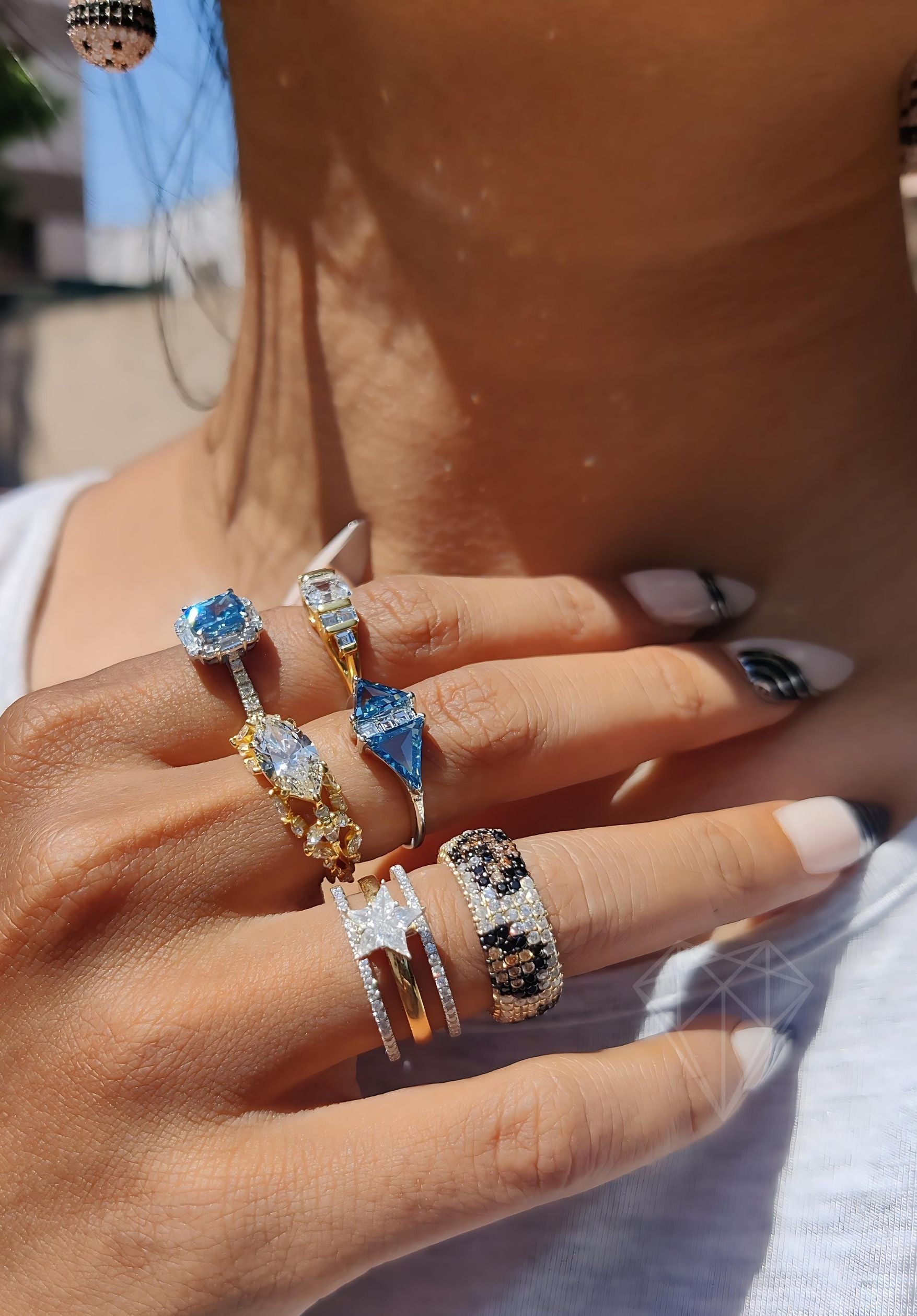 925 silver and gold cvd diamond rings