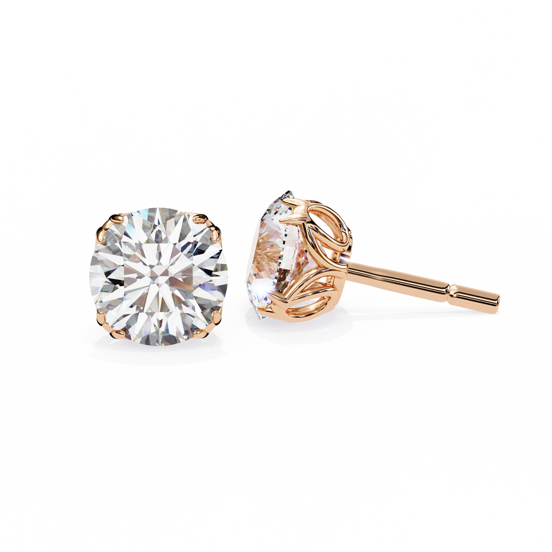 Round Diamond Stud Earrings, Lab Grown Diamond Wedding Earrings, Diamond Studs for Women, Earrings for Gift, Screw/Push Back Earrings