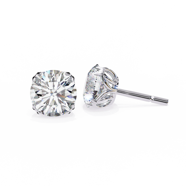 Round Diamond Stud Earrings, Lab Grown Diamond Wedding Earrings, Diamond Studs for Women, Earrings for Gift, Screw/Push Back Earrings