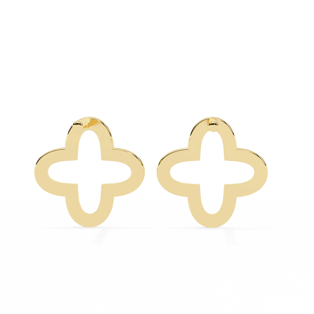 Diamond Clover Stud Earrings / Lucky Clover Earrings / Diamond Stud Earrings / 10k 14k 18k Gold Rose Gold White Gold Dainty Delicate