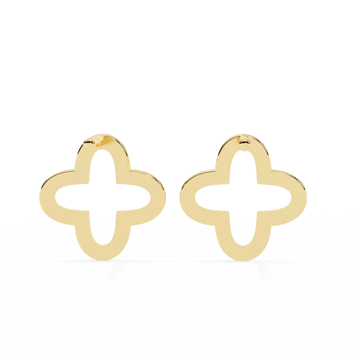 Diamond Clover Stud Earrings / Lucky Clover Earrings / Diamond Stud Earrings / 10k 14k 18k Gold Rose Gold White Gold Dainty Delicate