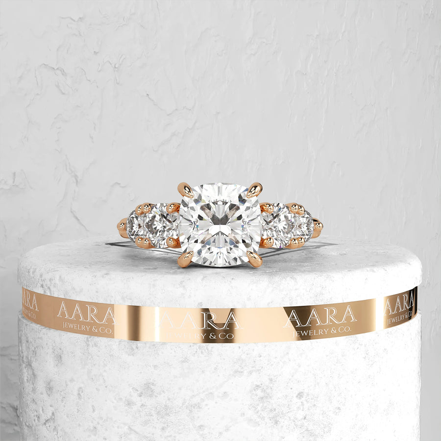 Cushion Cut Diamond Engagement Ring 3 CT Cushion Cut Lab Grown Diamond Wedding Ring Pave Set Ring for Women IGI Certified Diamond Wedding