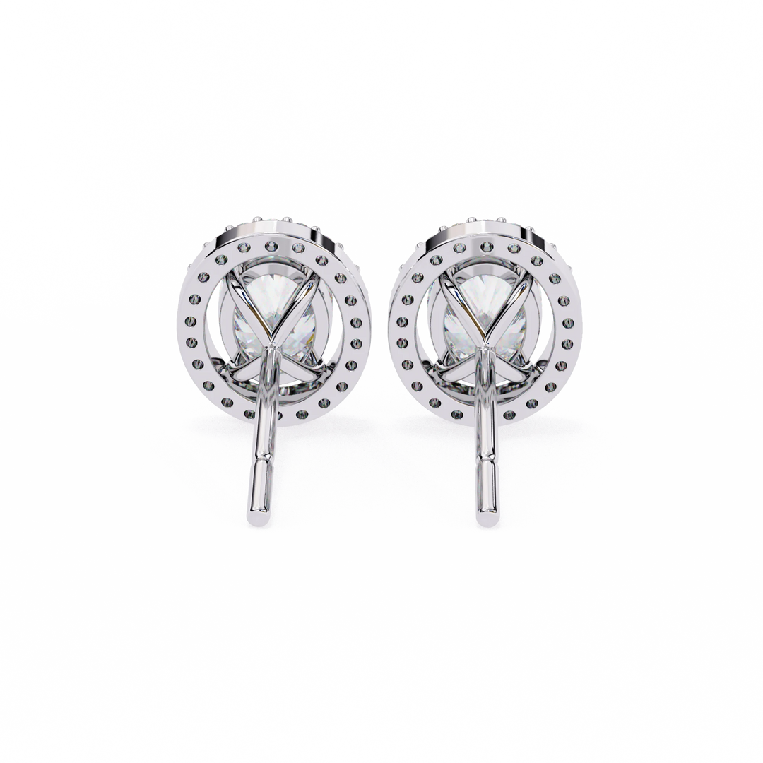 Oval Cut Lab Grown Diamond Earrings E/VVS Lab Diamond Halo Earrings