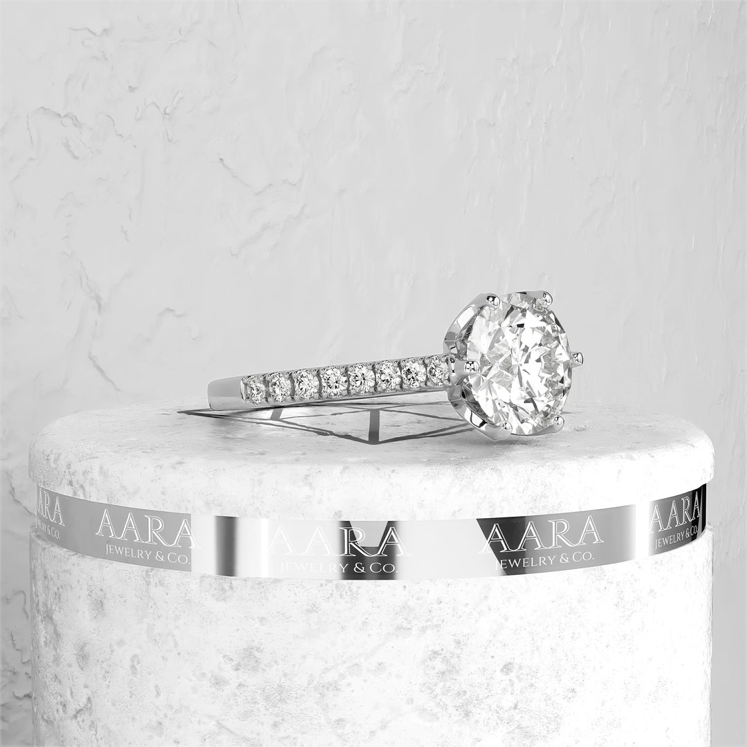 Round Diamond Ring 6 Prong Engagement Ring