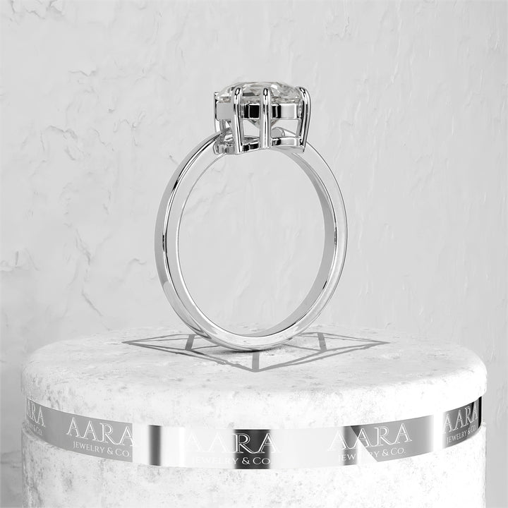 3ct Elongated Pear Cut Lab Grown Diamond Solitaire Ring / VS1 F CVD Diamond Thin Two Tone White Prongs Engagement Ring/ 1.7 Ratio Pear