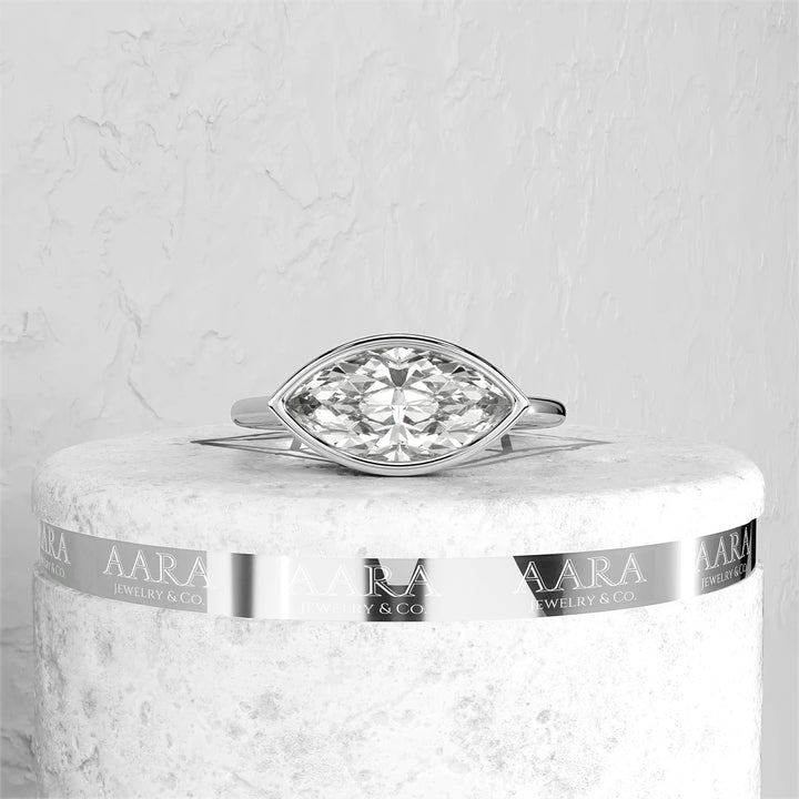 East And West Bezel Set Marquise Cut Lab Grown Diamond Anniversary Ring