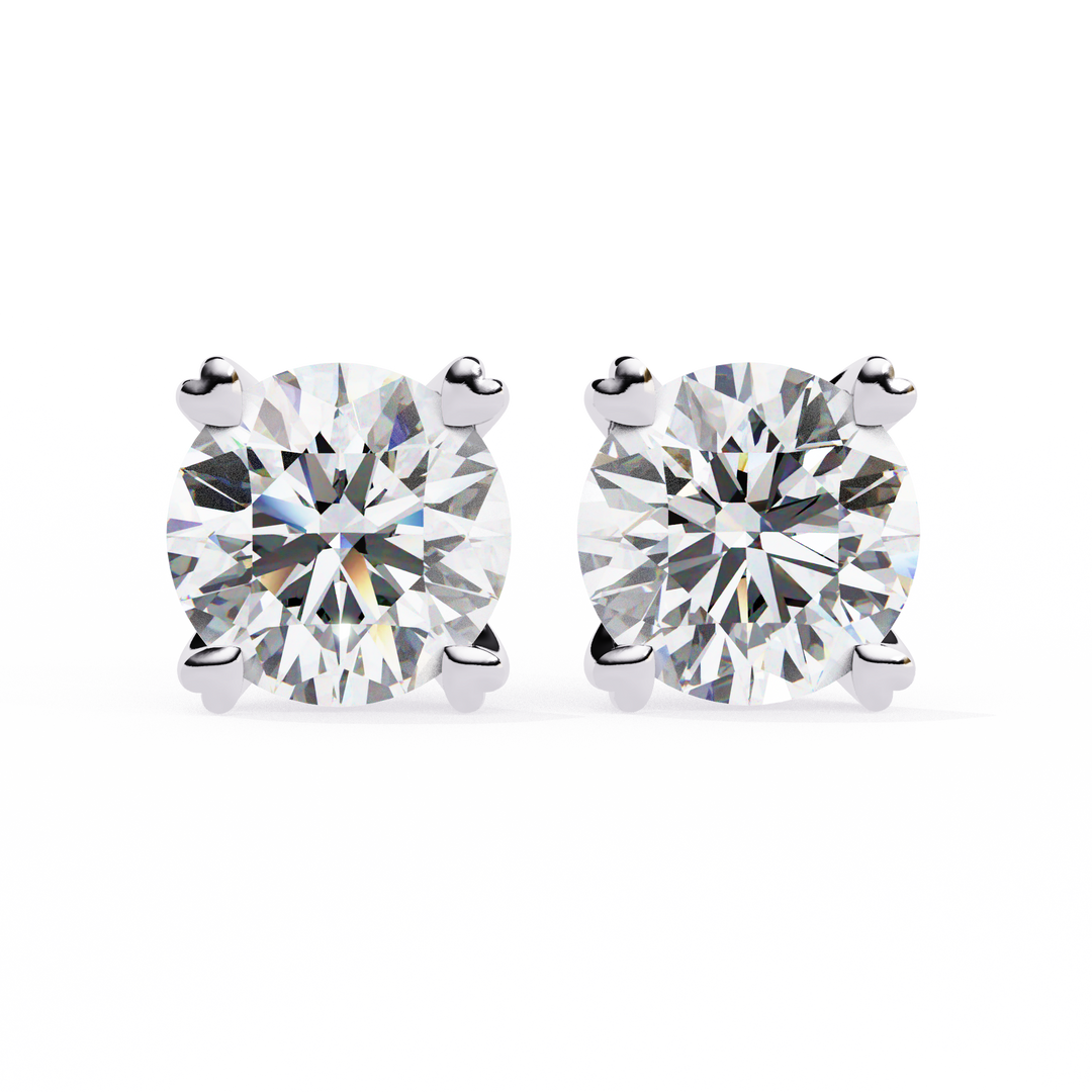 Round lab grown diamond stud earrings