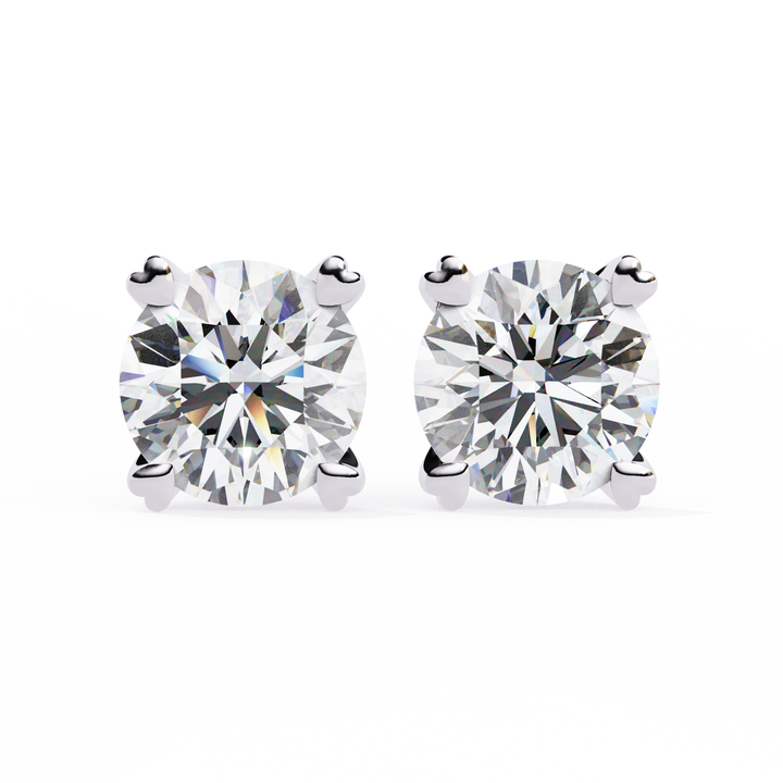 Round lab grown diamond stud earrings