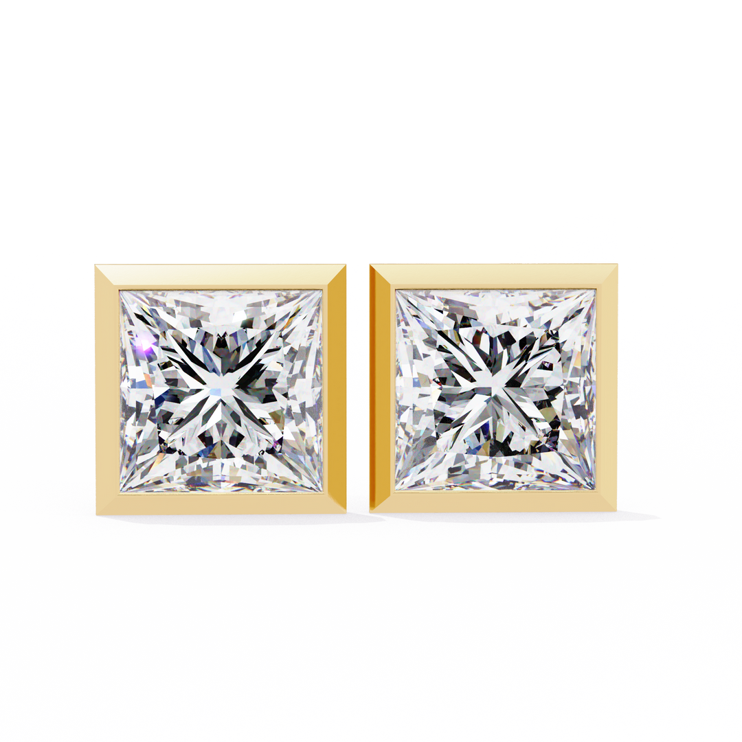 Princess lab diamond studs earrings