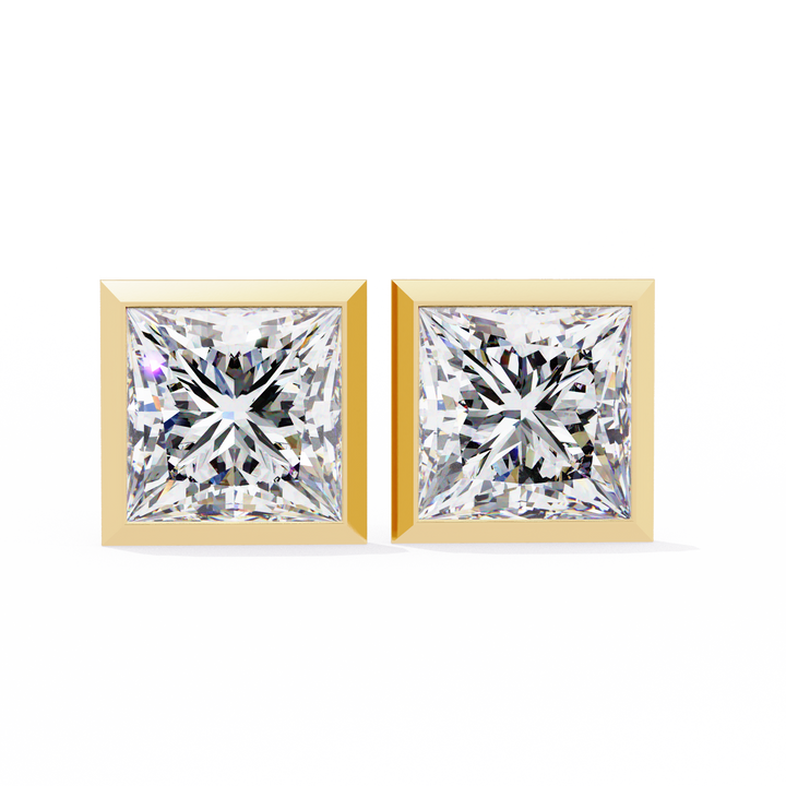 Princess lab diamond studs earrings
