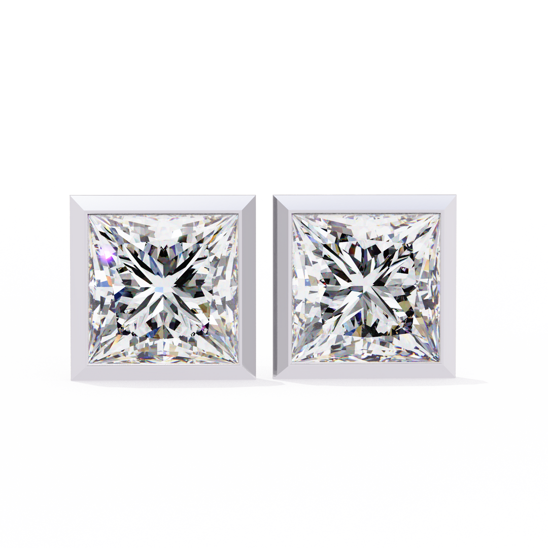 Princess diamond stud earrings