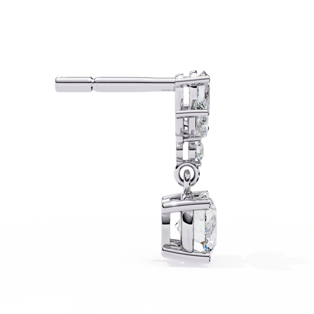 round diamond drop earrings