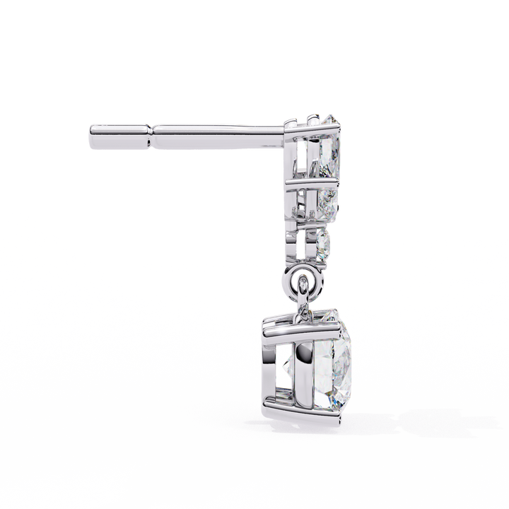 round diamond drop earrings