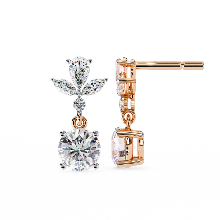 rose gold dangle drop earrings