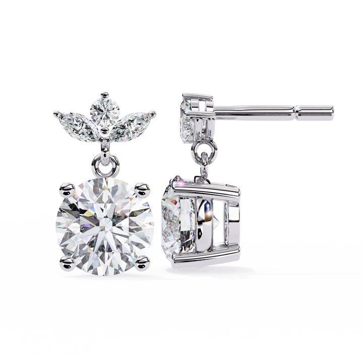 white gold dangle drop earrings