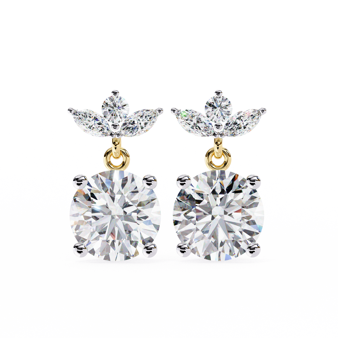 Round& marquise diamond earrings