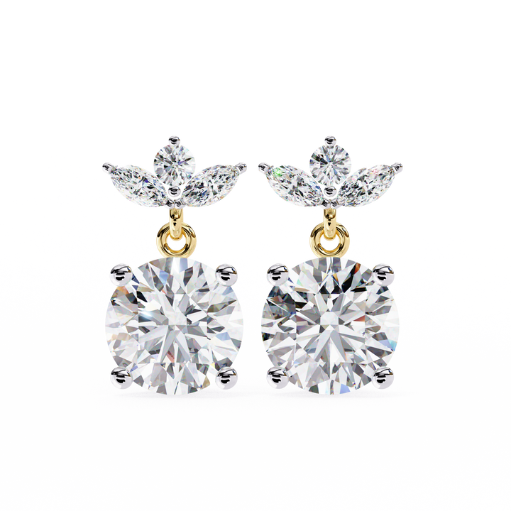 Round& marquise diamond earrings