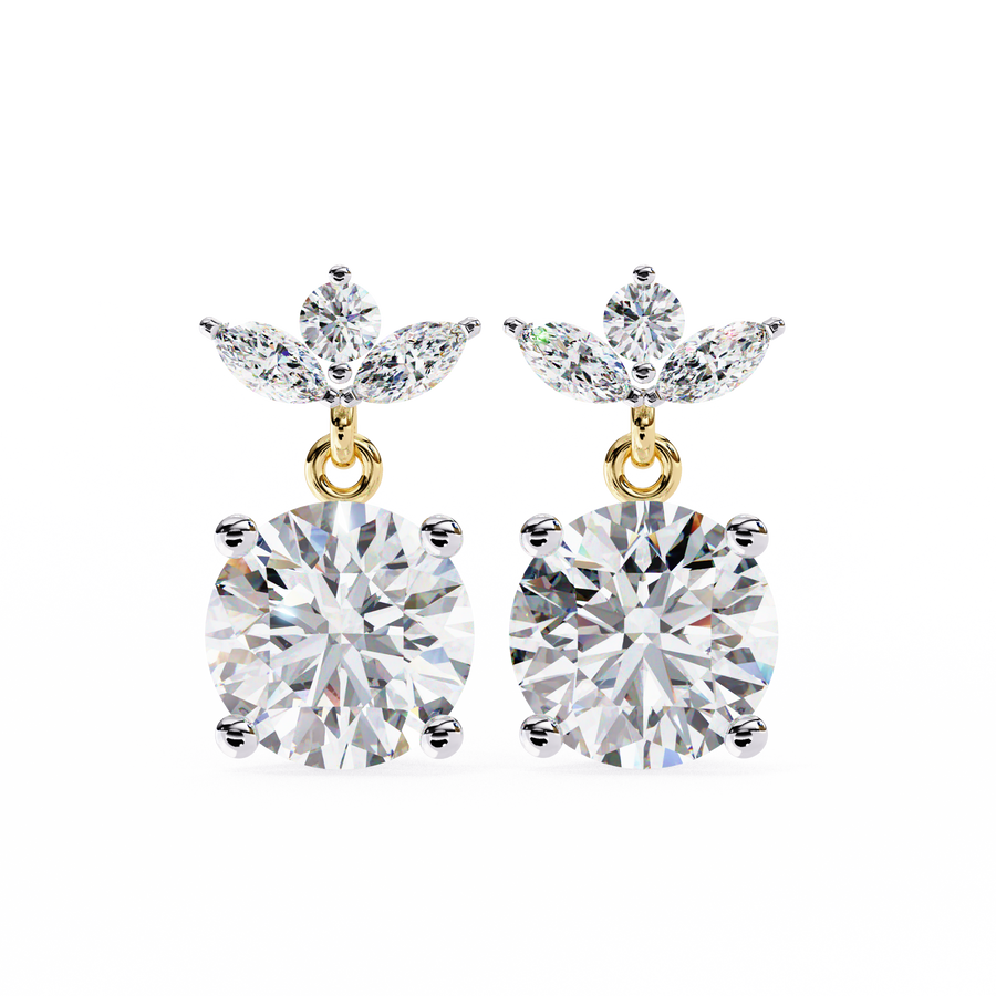 Round& marquise diamond earrings
