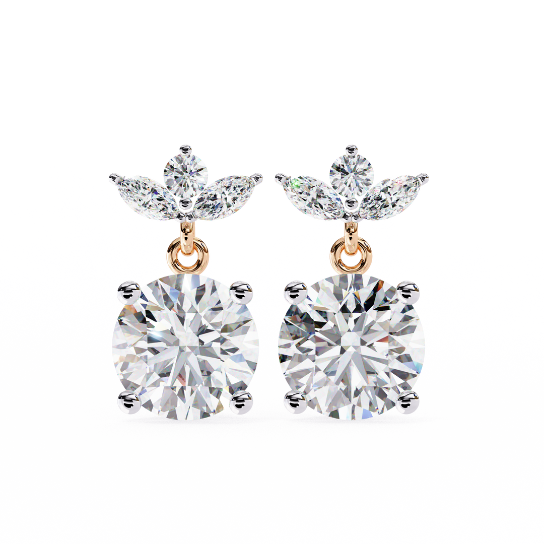 Round& marquise lab diamond earrings