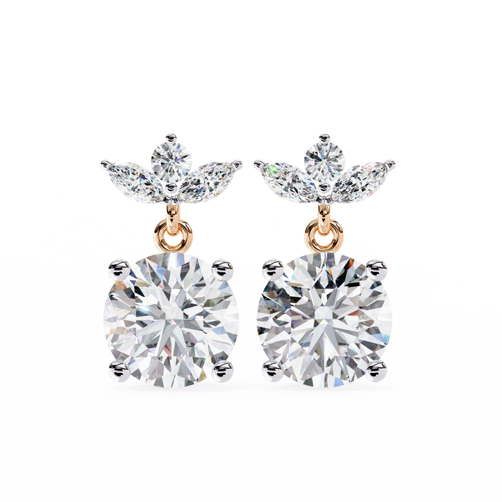 Round& marquise lab diamond earrings