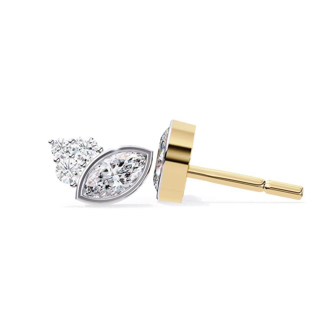 bezel marquise stud earrings