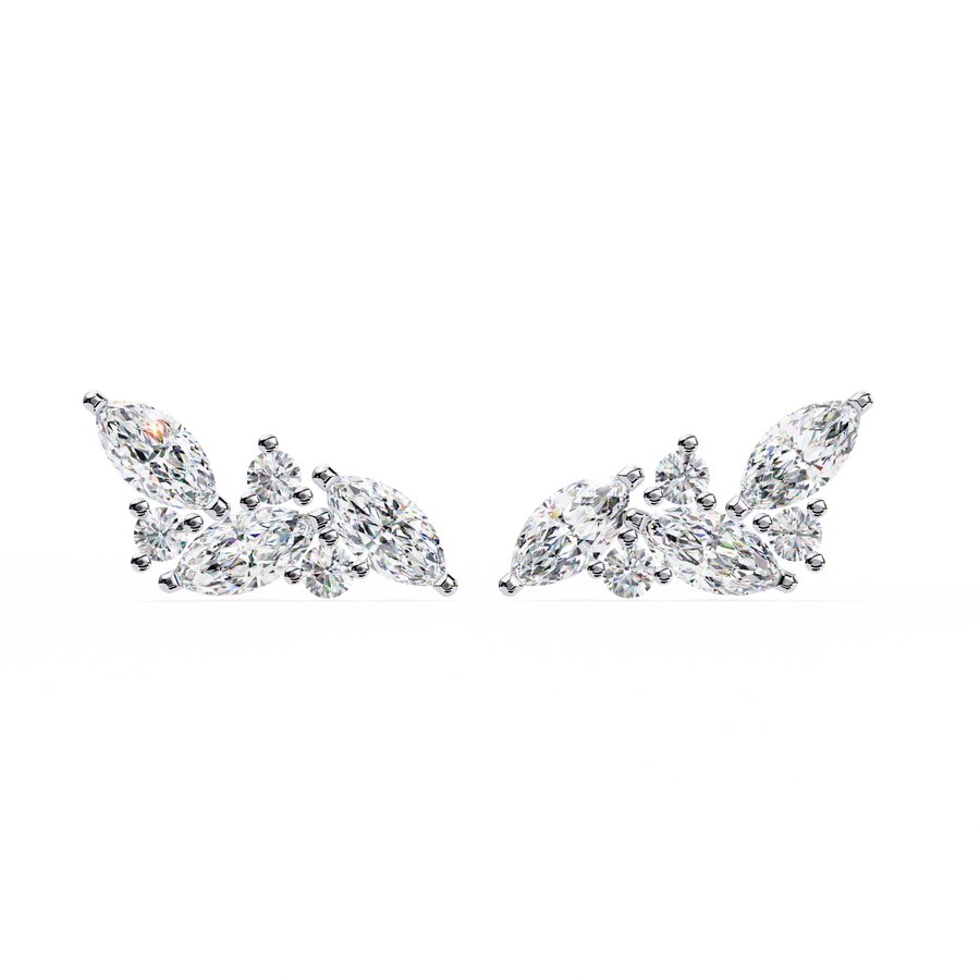 Marquise& Round Cut Stud Earrings 