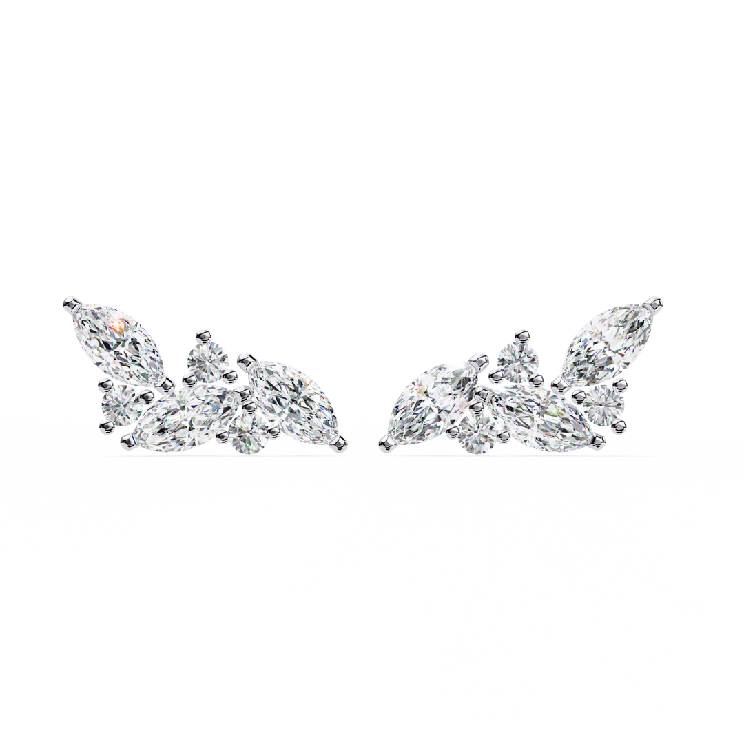 Marquise& Round Lab Diamond Stud