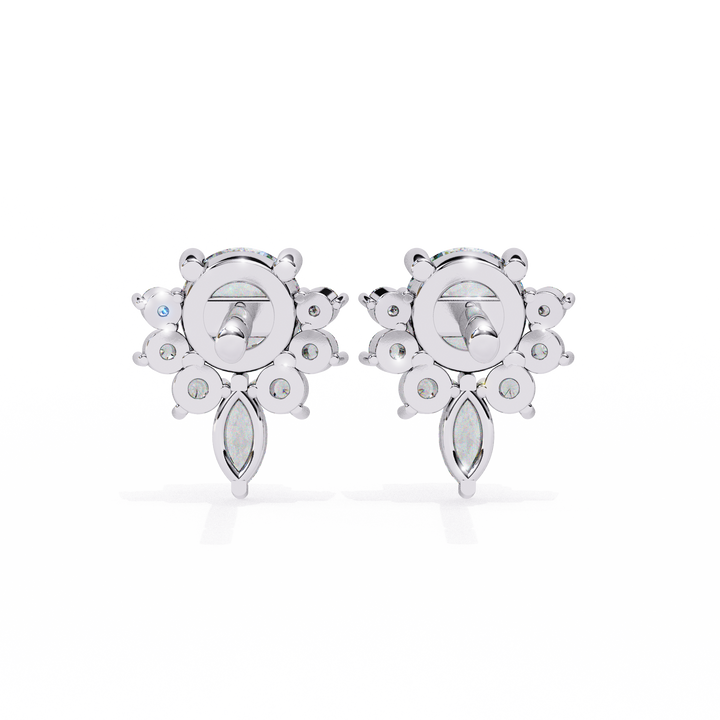 marquise& round diamond halo earrings