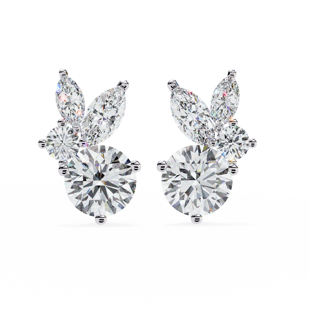 Round diamond stud earrings
