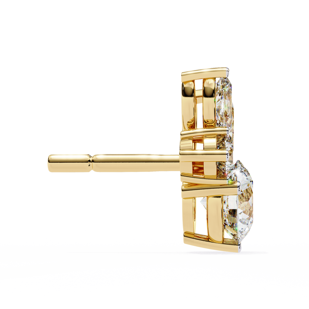 marquise and round diamond stud 