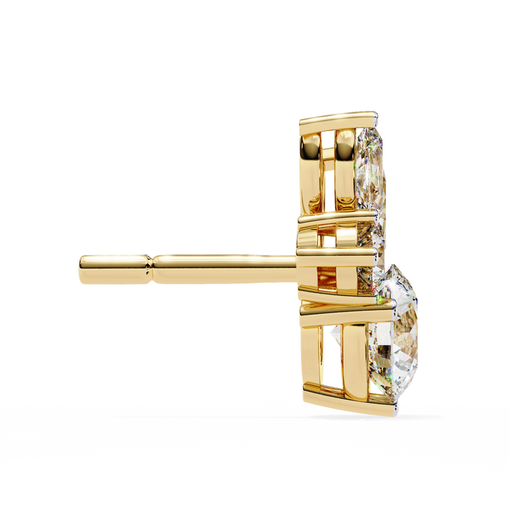 marquise and round diamond stud 