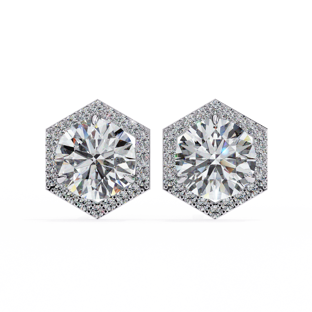 Round diamond studs earrings