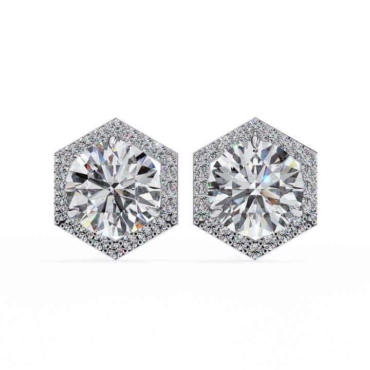Round diamond studs earrings