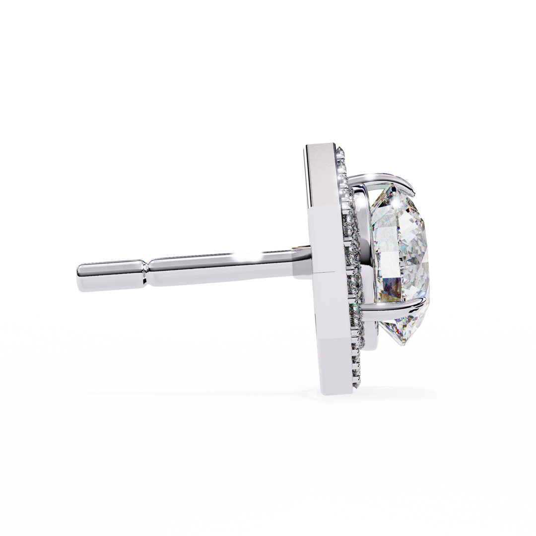 hexagon halo stud earrings