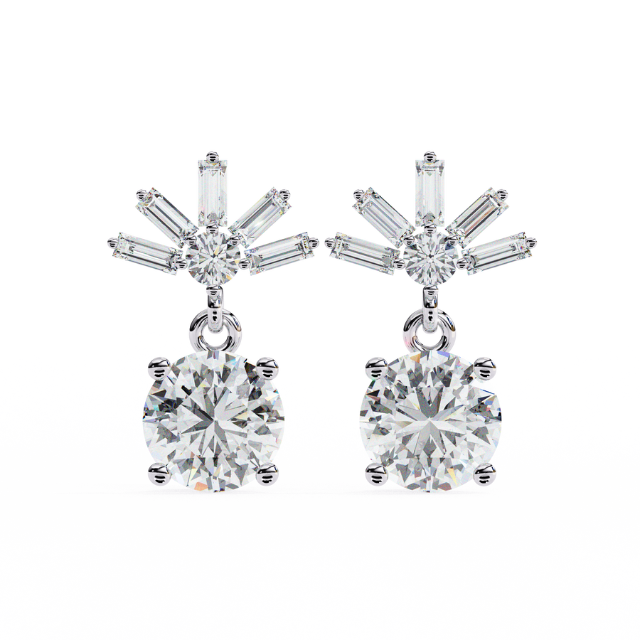 Round diamond dangle drop earrings