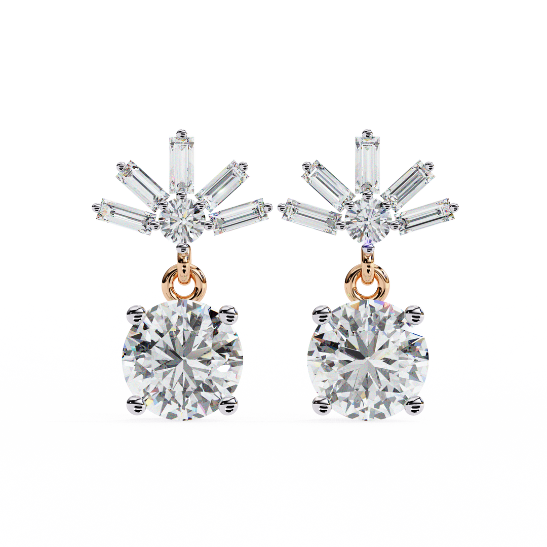 Round lab grown diamond drop earrings