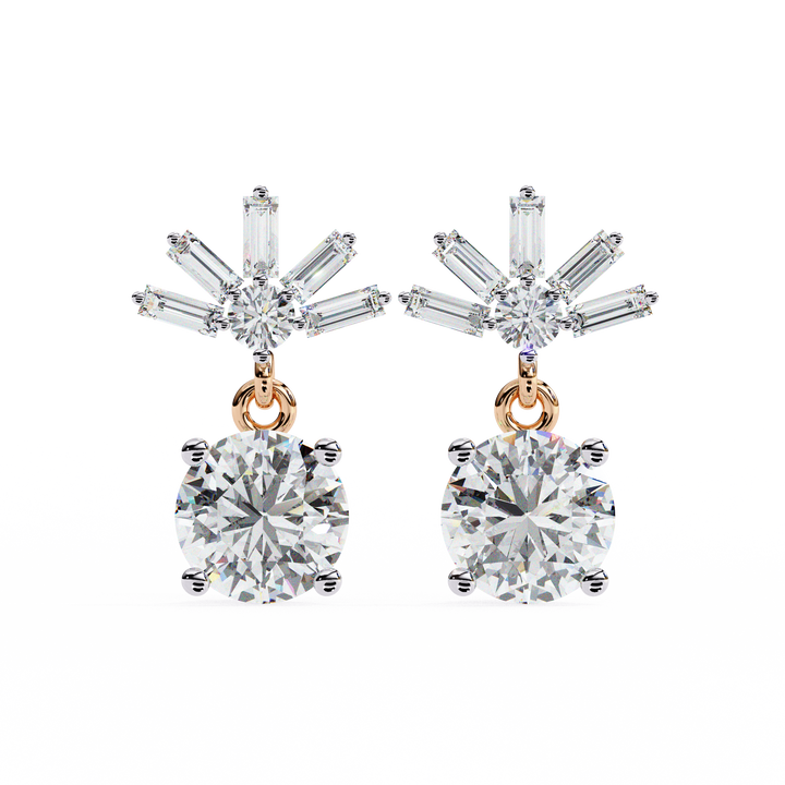 Round lab grown diamond drop earrings