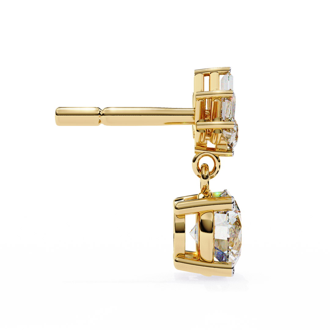 round diamond drop earrings