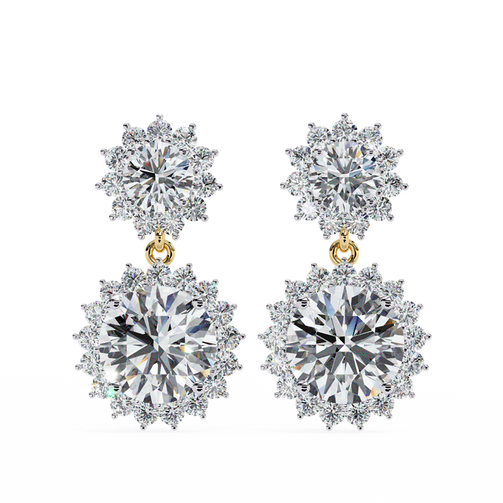 Round lab diamond dangle drop earring